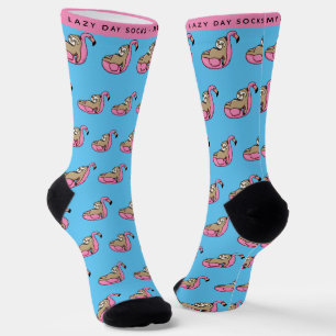 Funny Lazy Sloth Pattern Pink & Blue Sokken