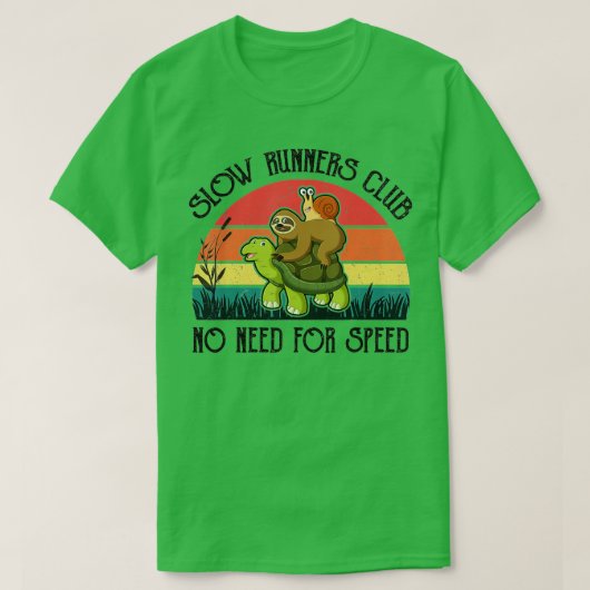 Funny Lazy Sloth Snail Riding Turtle Slow Runners T-shirt (Design voorkant)