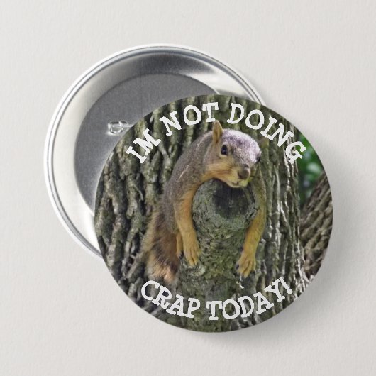 Funny Lazy Squirrel Napping in Tree Button (Voorkant /achterkant)