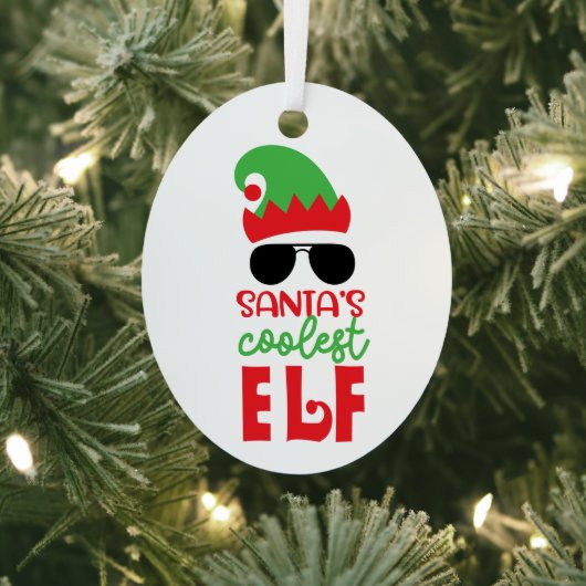 Funny lChristmas Ornament, Santa's Coolest Elf Metalen Ornament (Insitu)