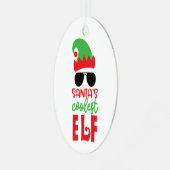 Funny lChristmas Ornament, Santa's Coolest Elf Metalen Ornament (Voorkant links)