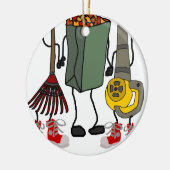 Funny Leaf Bgloing Yard Work Cartoon Characters Keramisch Ornament (Links)
