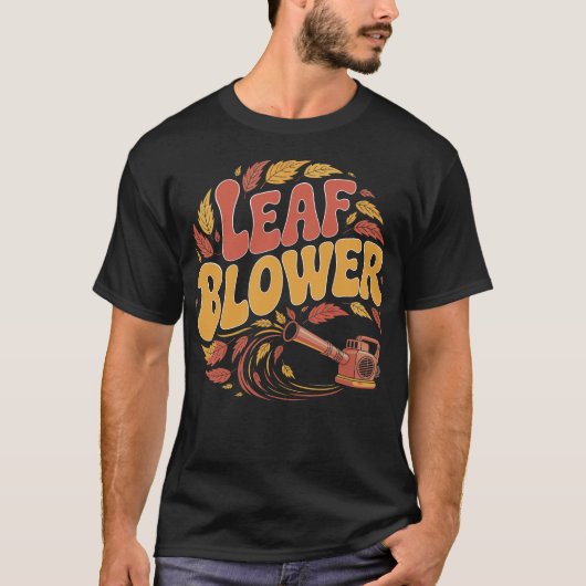 Funny Leaf Blower Retro Gardening Fall Halloween T-shirt (Voorkant)