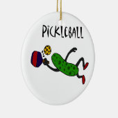 Funny Leaping Pickle die Pickleball speelt Keramisch Ornament (Rechts)