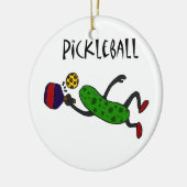 Funny Leaping Pickle die Pickleball speelt Keramisch Ornament (Links)