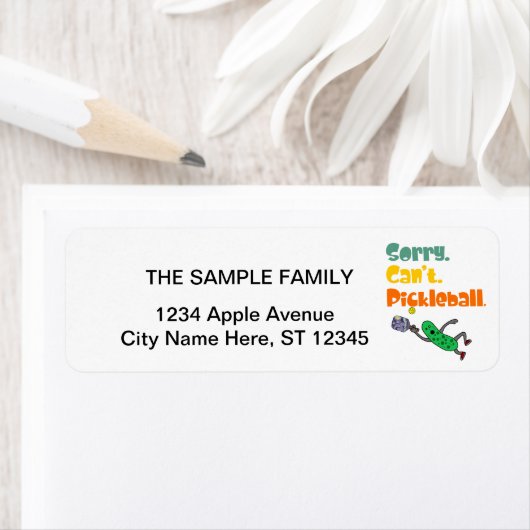 Funny Leaping Pickle Sorry Can't Pickleball Etiket (Insitu)