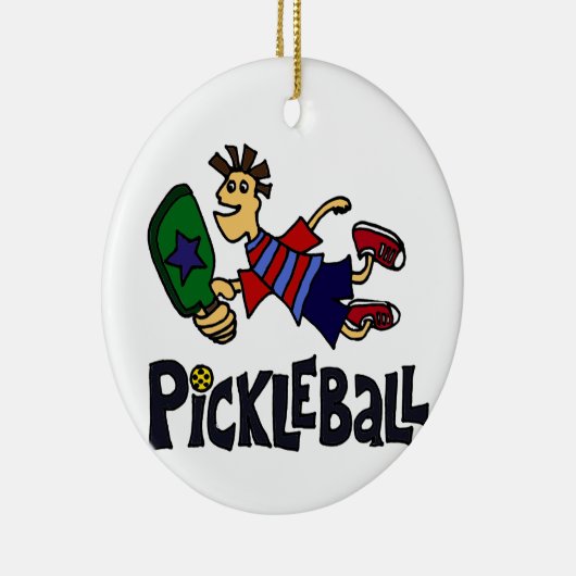 Funny Leaping Pickleball Man Keramisch Ornament (Rechts)