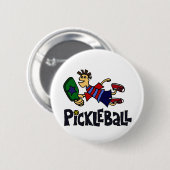 Funny Leaping Pickleball Man Ronde Button 5,7 Cm (Voorkant /achterkant)