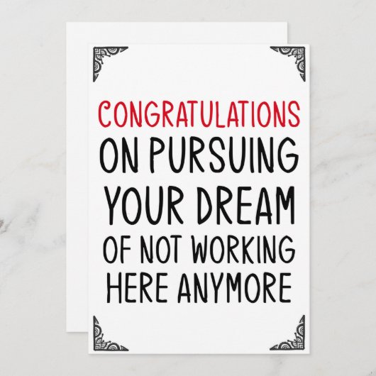 Funny Leaving Kaart Cadeauwerker (Voorkant / Achterkant)