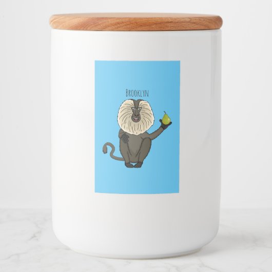 Funny leeuwse makaap cartoon voedselcontainer etiket (Voorkant)