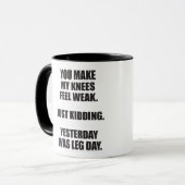 Funny Leg Day Gezegde - Bodybuilding Gym Humor Mok (Voorkant links)