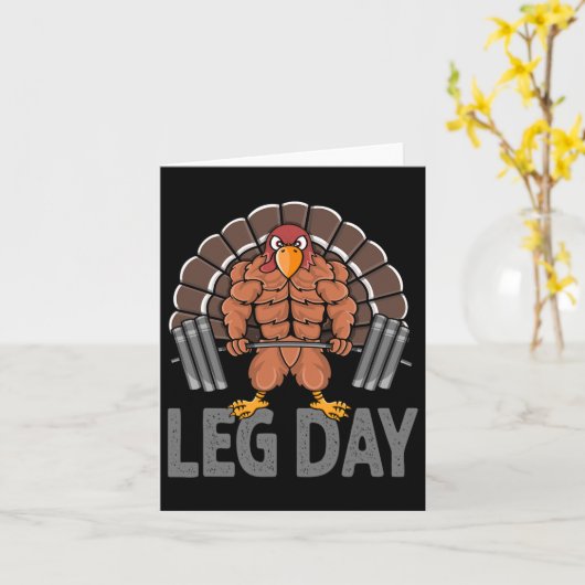 Funny Leg Day Thanksgiving Turkije Deadlifting Dea Kaart (Gele Bloem)