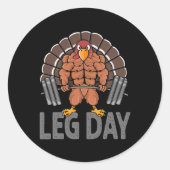 Funny Leg Day Thanksgiving Turkije Deadlifting Dea Ronde Sticker (Voorkant)