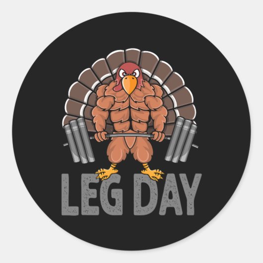 Funny Leg Day Thanksgiving Turkije Deadlifting Dea Ronde Sticker (Voorkant)