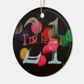 Funny Legal 21st Birthday Bokeh kerstlampjes Keramisch Ornament (Links)