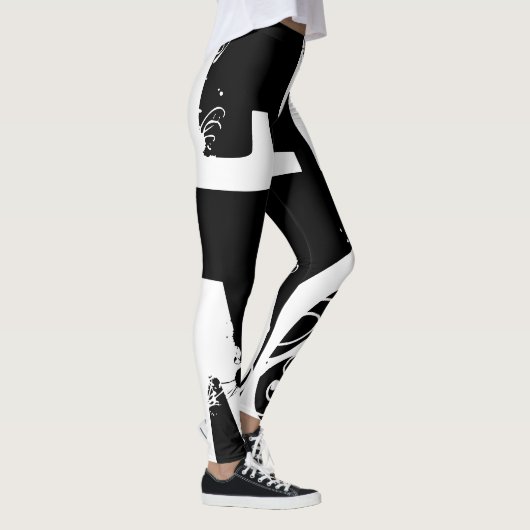 Funny Leggings Alphabet Letter Black White Legging (Rechts)