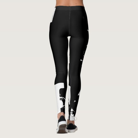 Funny Leggings Alphabet Letter Black White Legging (Achterkant)
