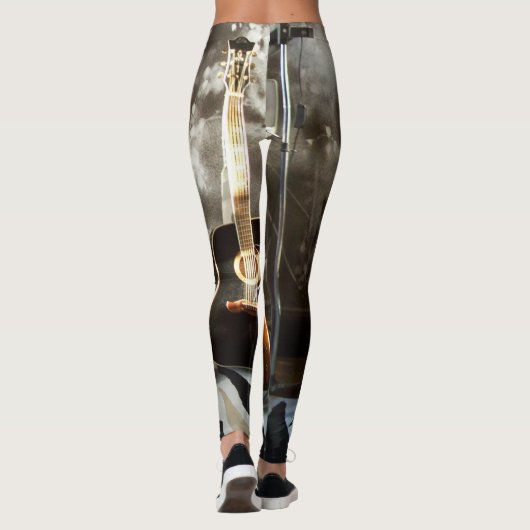 Funny Leggings met Wrapped Guitar en Fairy Afbeeld (Achterkant)