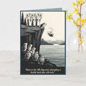 Funny lemmings themed Birthday Kaart (Gele Bloem)