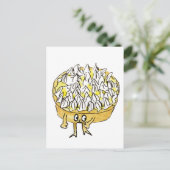 Funny Lemon Meringue Pie Quirky Cute Cartoon Art Briefkaart (Staand voorkant)