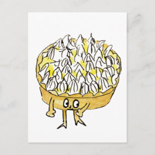 Funny Lemon Meringue Pie Quirky Cute Cartoon Art Briefkaart