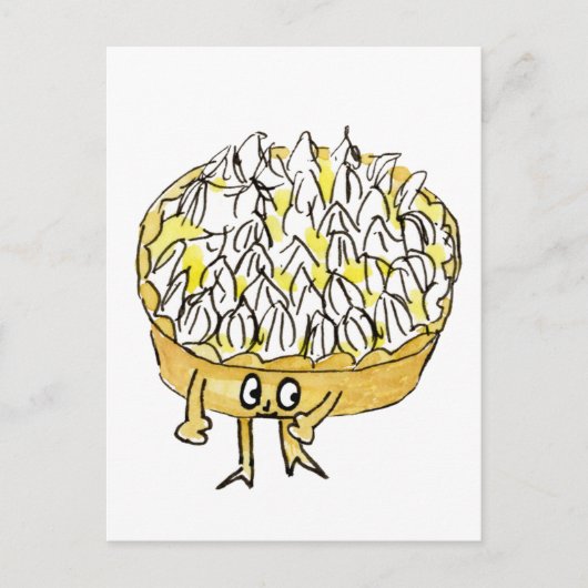 Funny Lemon Meringue Pie Quirky Cute Cartoon Art Briefkaart (Voorkant)