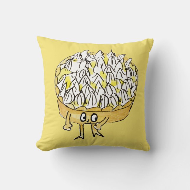Funny Lemon Meringue Pie Quirky Cute Cartoon Art Kussen (Voorkant)