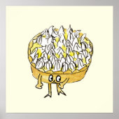 Funny Lemon Meringue Pie Quirky Cute Cartoon Art Poster (Voorkant)
