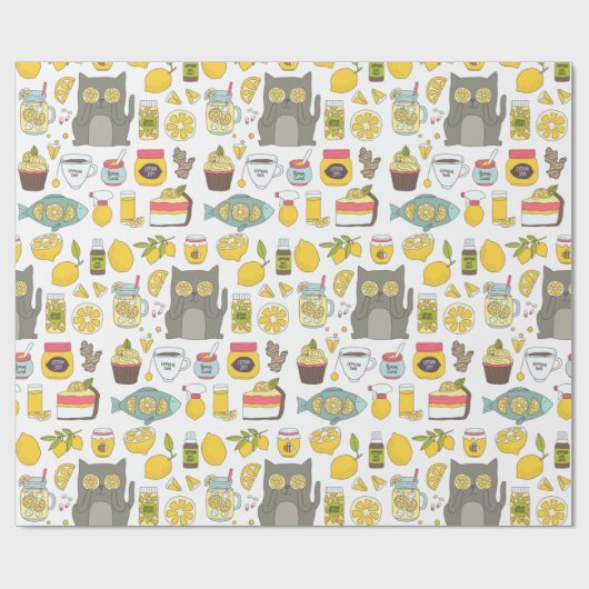 Funny Lemon Pattern Cadeaupapier (Vlak)