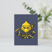 Funny Lemon Shinobi Ninja Nunchucks Illustration Briefkaart (Staand voorkant)
