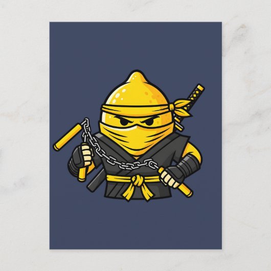 Funny Lemon Shinobi Ninja Nunchucks Illustration Briefkaart (Voorkant)