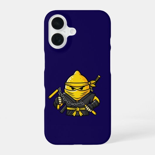 Funny Lemon Shinobi Ninja Nunchucks Illustration iPhone 16 Hoesje (Achterkant)