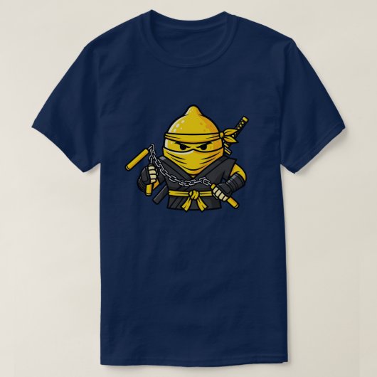Funny Lemon Shinobi Ninja Nunchucks Illustration T-shirt (Design voorkant)