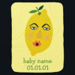 Funny Lemons  Baby Birthday Inbakerdoek<br><div class="desc">Voeg wat flair toe aan je babykamer met dit leuke patroon. Hand getekend door mij, voor jou! Je kunt altijd je eigen tekst toevoegen, zoals de naam van de baby en zijn verjaardag. Bekijk mijn winkel voor meer kleuren en patronen, plus accessoires zoals tassen, badmatten, handdoeken, teenslippers, bibs, cosmetische zakjes,...</div>