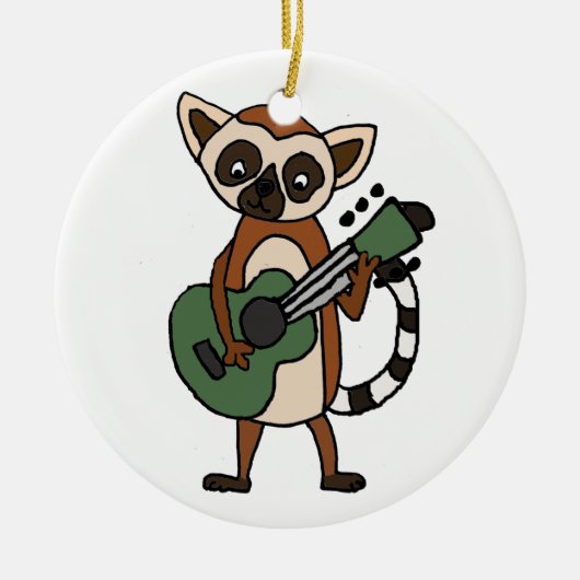 Funny Lemur die gitarkunst speelt Keramisch Ornament (Voorkant)