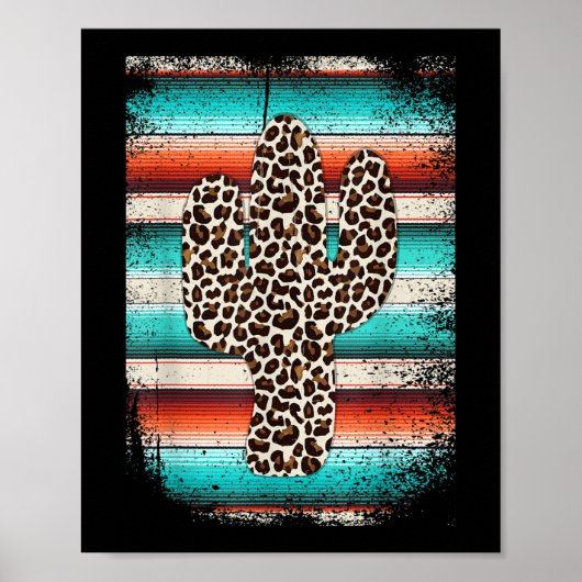 Funny Leopard Cactus Serape Cactus print Turquoise (Voorkant)