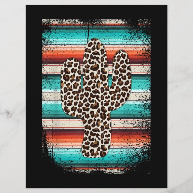Funny Leopard Cactus Serape Cactus print Turquoise Briefhoofd (Voorkant)
