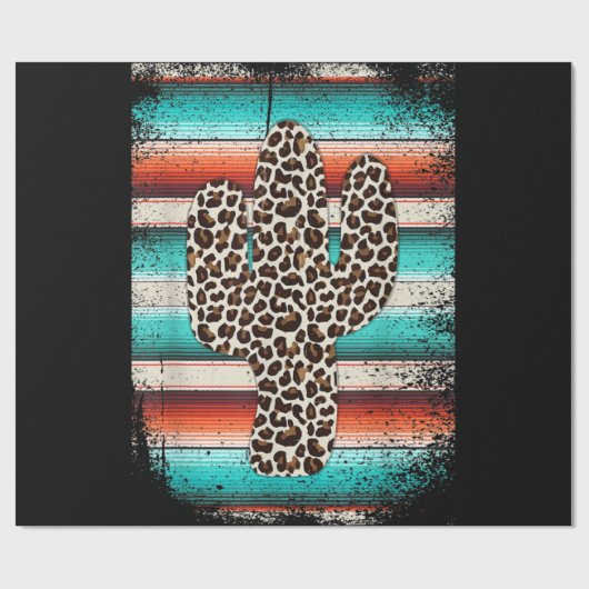 Funny Leopard Cactus Serape Cactus print Turquoise Cadeaupapier (Vlak)
