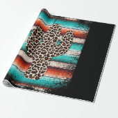 Funny Leopard Cactus Serape Cactus print Turquoise Cadeaupapier (Uitgerold)