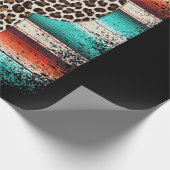 Funny Leopard Cactus Serape Cactus print Turquoise Cadeaupapier (Hoek)