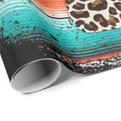 Funny Leopard Cactus Serape Cactus print Turquoise Cadeaupapier (Rol Hoek)