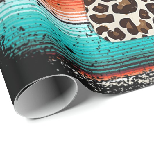 Funny Leopard Cactus Serape Cactus print Turquoise Cadeaupapier (Rol Hoek)