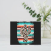 Funny Leopard Cactus Serape Cactus print Turquoise Feestdagenkaart (Staand voorkant)