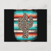 Funny Leopard Cactus Serape Cactus print Turquoise Feestdagenkaart (Voorkant)