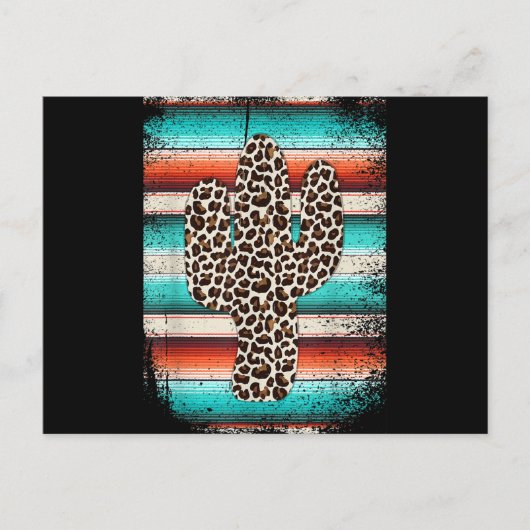 Funny Leopard Cactus Serape Cactus print Turquoise Feestdagenkaart (Voorkant)