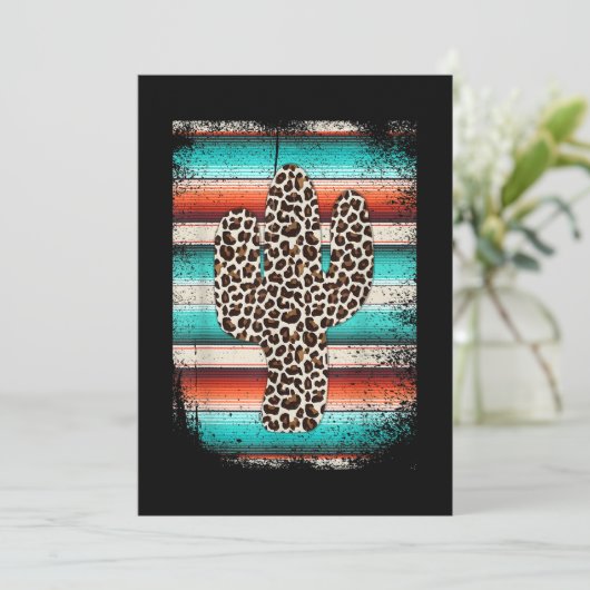 Funny Leopard Cactus Serape Cactus print Turquoise Kaart (Staand voorkant)