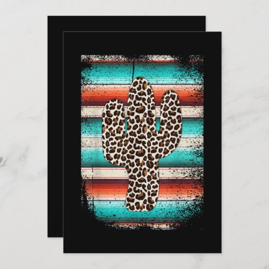 Funny Leopard Cactus Serape Cactus print Turquoise Kaart (Voorkant / Achterkant)