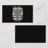 Funny Leopard Cactus Serape Cactus print Turquoise Visitekaartje (Voorkant / Achterkant)