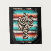 Funny Leopard Cactus Serape Cactus print Turquoise Wandkleed (Voorkant)