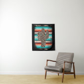 Funny Leopard Cactus Serape Cactus print Turquoise Wandkleed (In situ)
